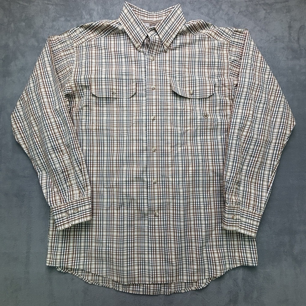 Ariat Pro Series Shirt Mens Size Large Blue Brown Plaid Long Sleeve Button Up